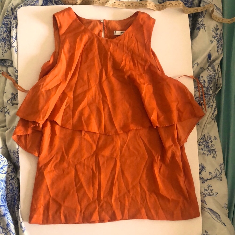 Mango Suit Flutter Halter Effect High Neck Tank Blouse